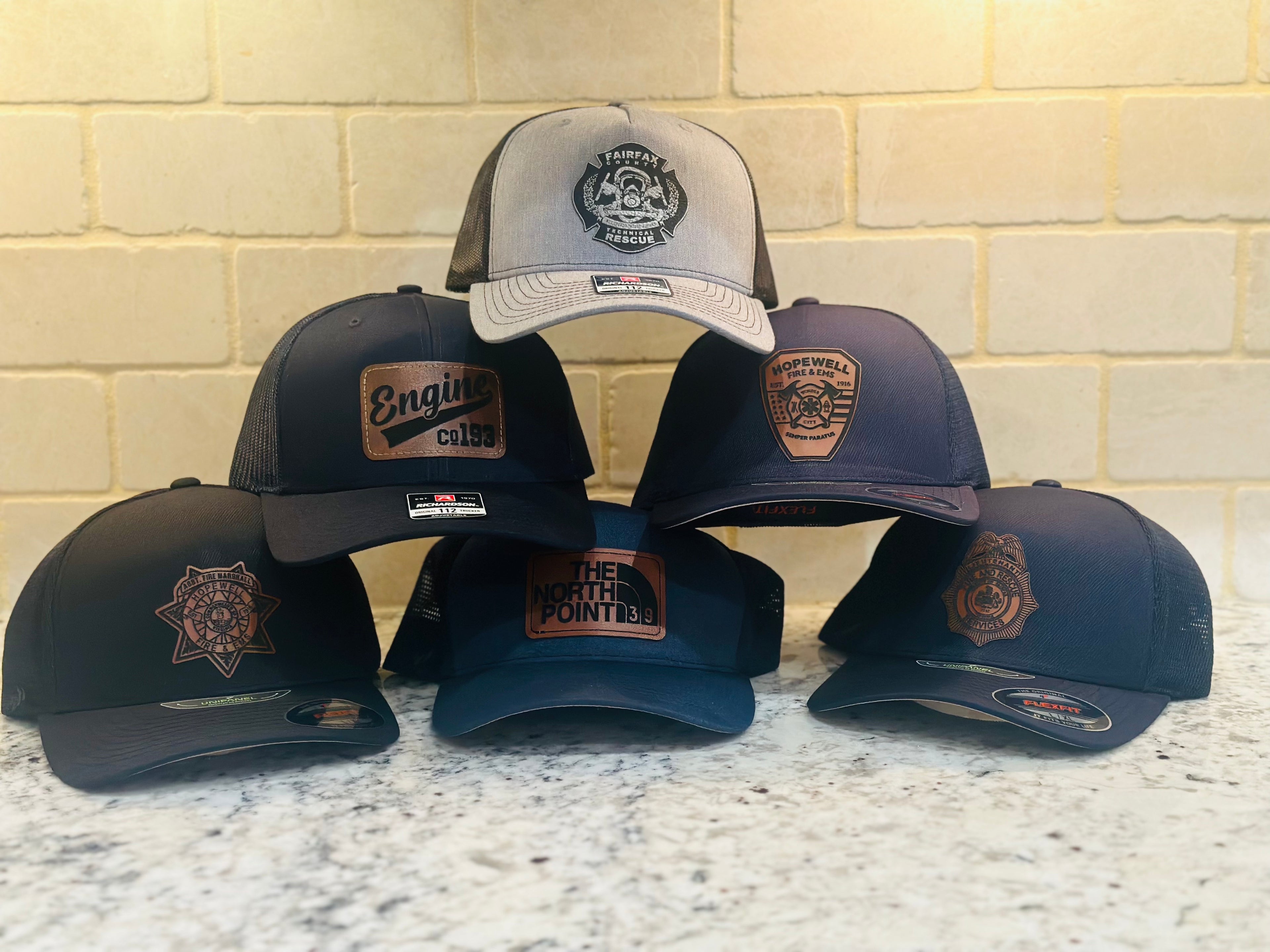Union Local Number Hat Custom Leather Patch Hats