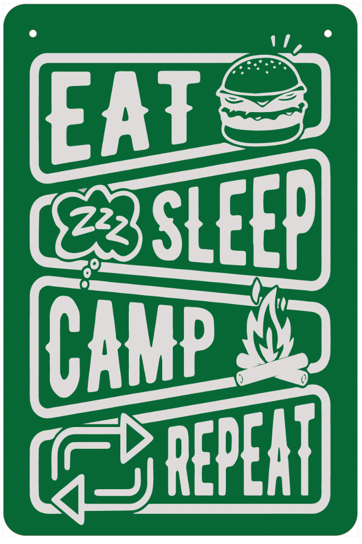 Eat Sleep Camp Repeat Aluminum Camping Flag