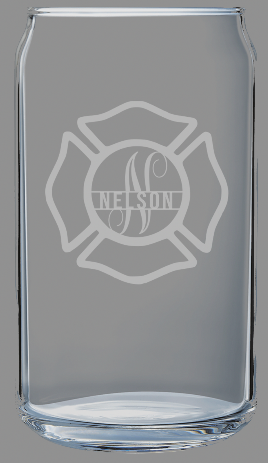 Custom Firefighter Monogram Engraved Glass