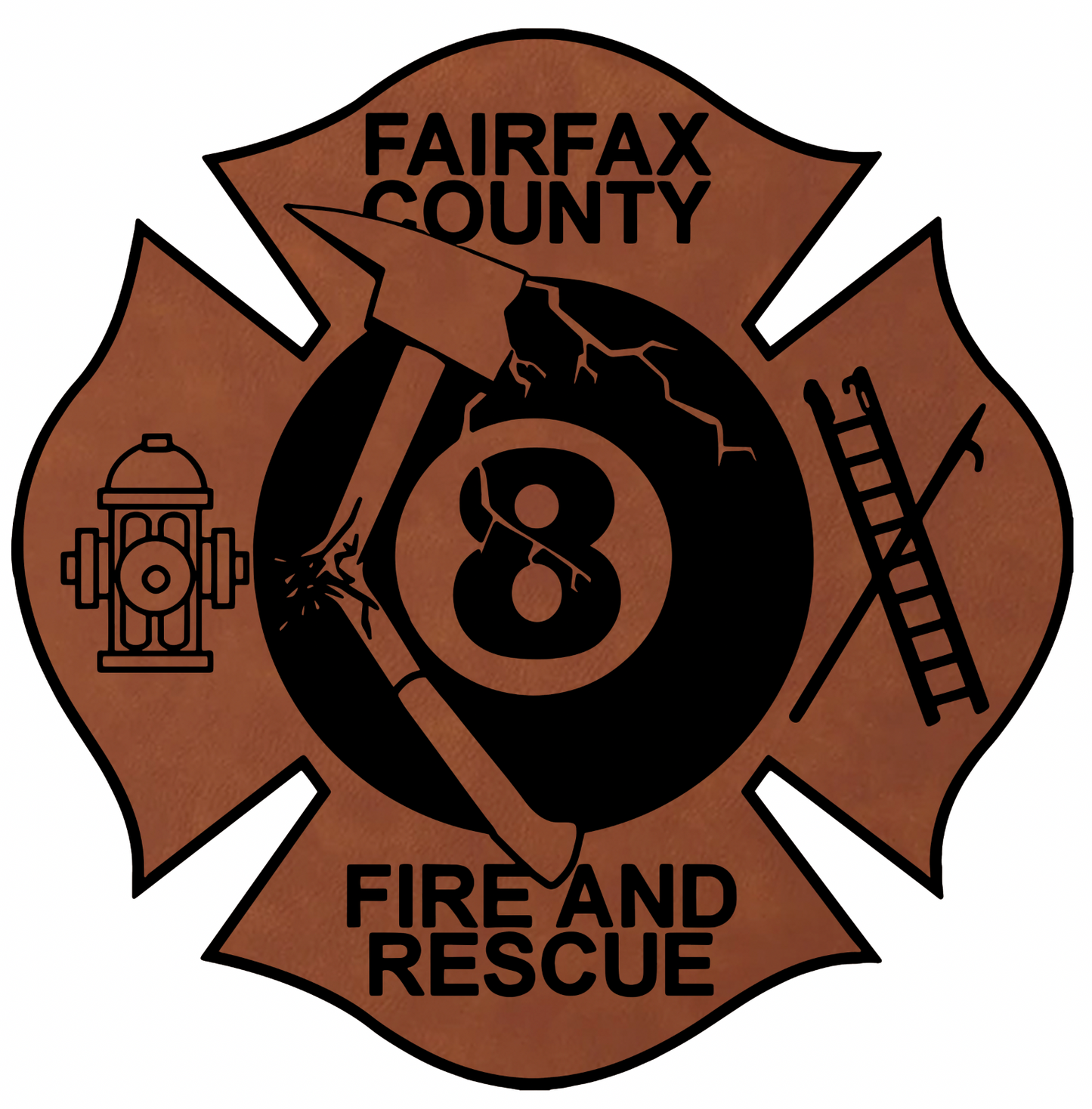 Fairfax County - Station 8 Leather Patch - Center of the Universe Woodworking & Engraving